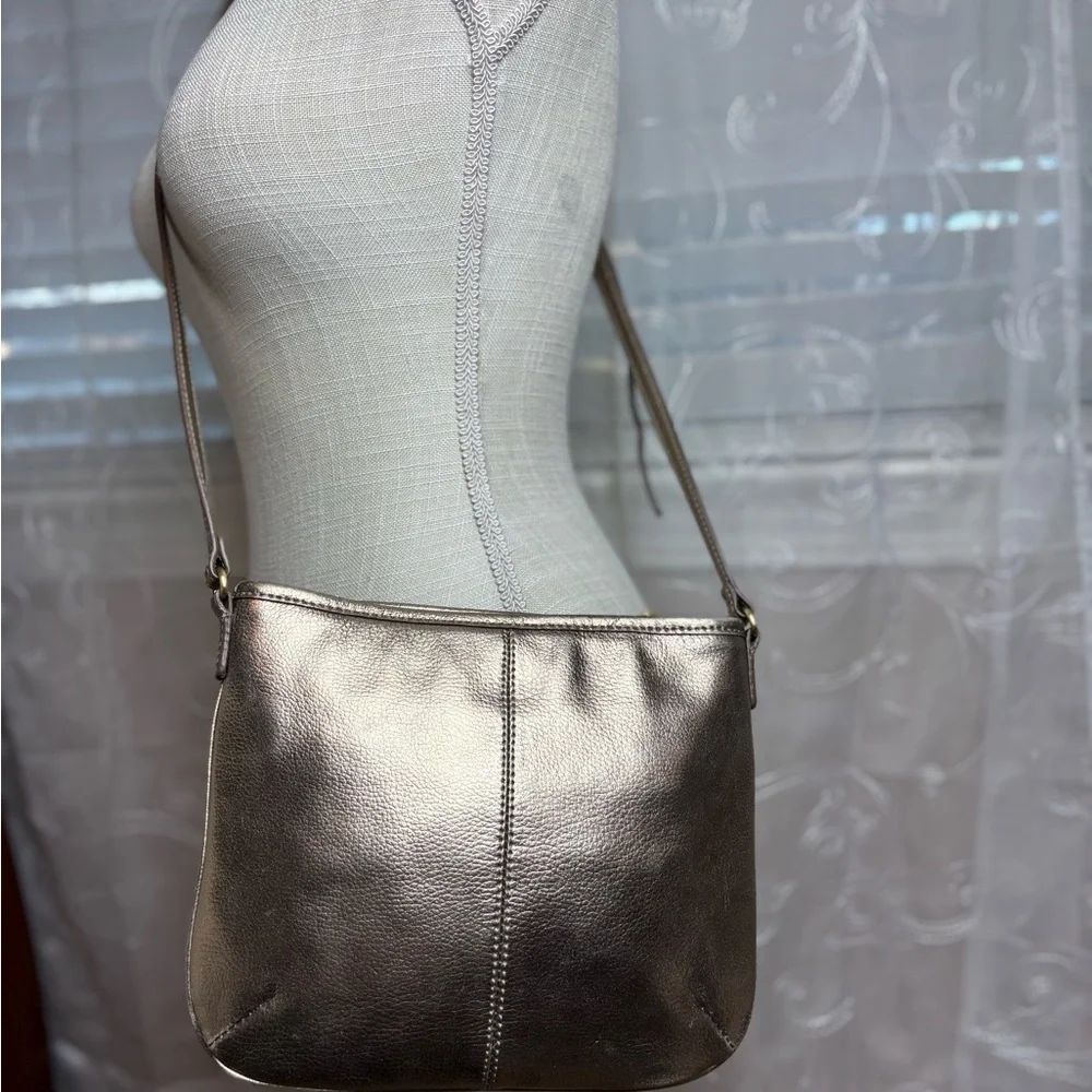 Calvin Klein Gold Metallic Faux Leather Crossbody Purse